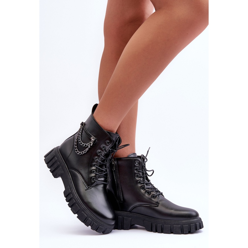 Botas de trabajador con estilo en la plataforma Amro negra negro 2