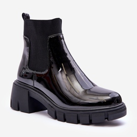 Botines Chelsea Mujer Lacado Negro Cirie 1