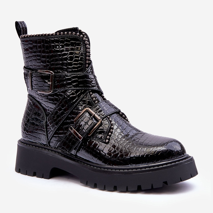 Botas Mujer Serpiente Rayas Negro Leora 1