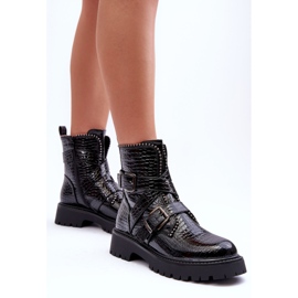 Botas Mujer Serpiente Rayas Negro Leora 7