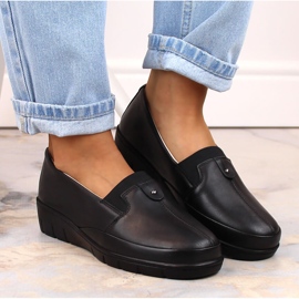Zapatos mujer cómodos piel con elástico negro T.Sokolski J207 4