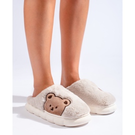 Babucha mujer beige con osito Shelovet 3