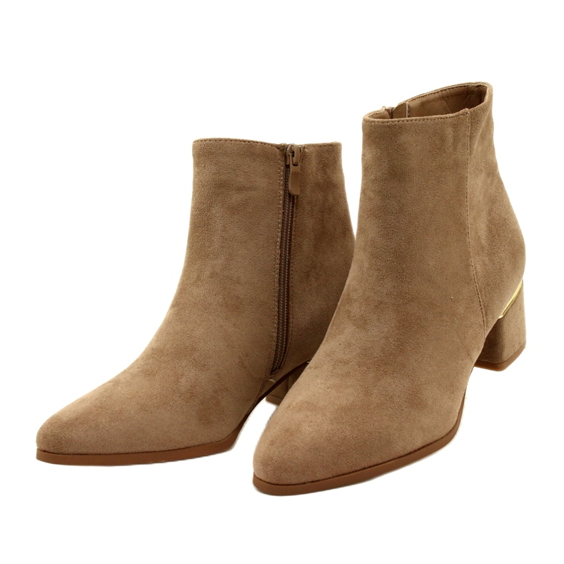 Evento Botas de ante con decoración dorada, Beige 23BT35-6420 2