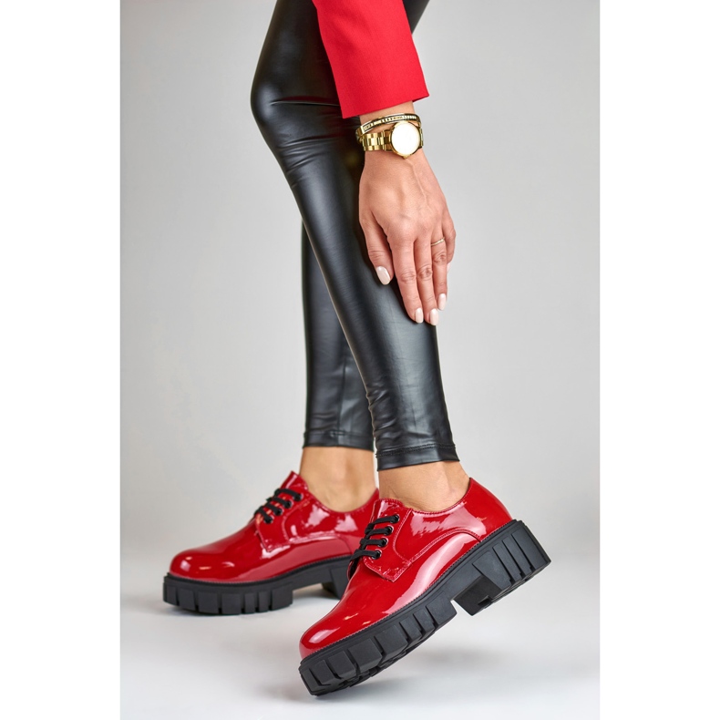 La.Fi Zapatos cordones lacado rojo 2