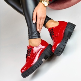 La.Fi Zapatos cordones lacado rojo 1