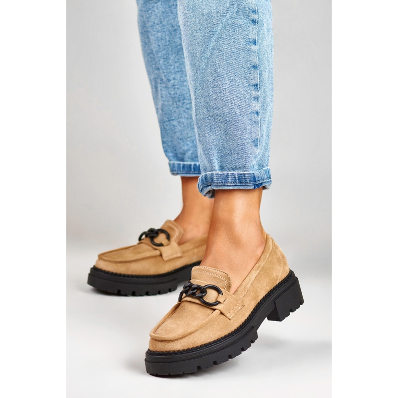 La.Fi Mocasín beige sobre plataforma de ante 2