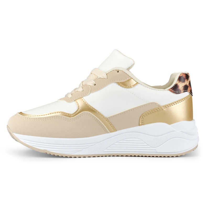 Deportivas blancas y doradas de mujer blanco 2