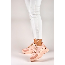 Deportivas de mujer rosas con accesorios dorados rosado 3