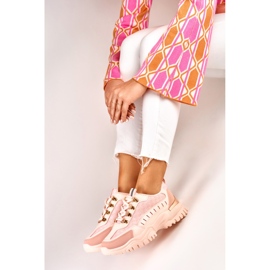 Deportivas de mujer rosas con accesorios dorados rosado 1