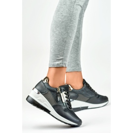 Elegantes deportivas negras con cuña negro 3