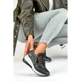 Elegantes deportivas negras con cuña negro 4