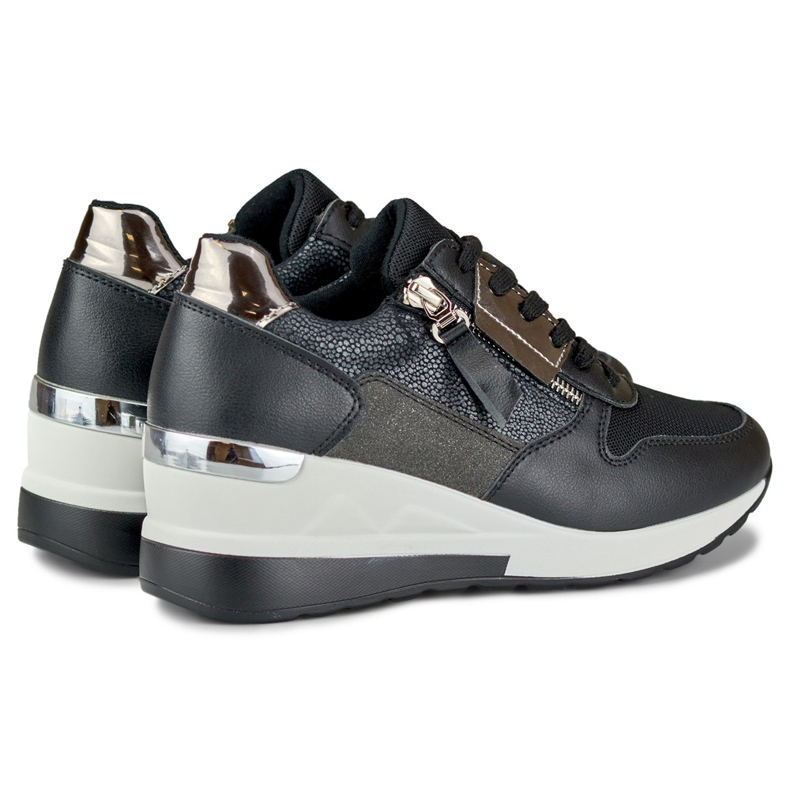 Elegantes deportivas negras con cuña negro 1 Elegantes deportivas negras con cuña negro 1