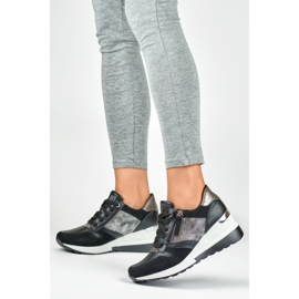 Deportivas cuña negras negro 4