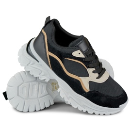 Zapatillas negras de mujer con suela blanca. negro 5