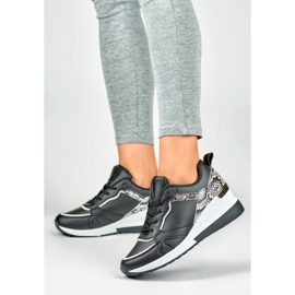 Zapatos de mujer negros con cordones y cuña baja 2 Zapatos de mujer negros con cordones y cuña baja 2