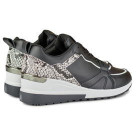 Zapatos de mujer negros con cordones y cuña baja 1 Zapatos de mujer negros con cordones y cuña baja 1