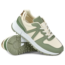 Deportivas verdes y beige de mujer 5