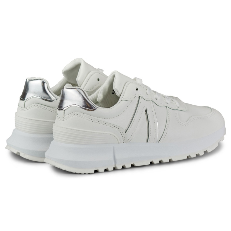 Deportivas blancas de mujer con detalles plateados blanco 1
