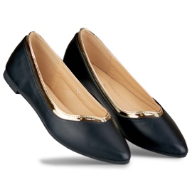 Bailarinas de mujer negras con detalle dorado negro 4