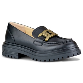 Mocasines negros con hebilla dorada 5