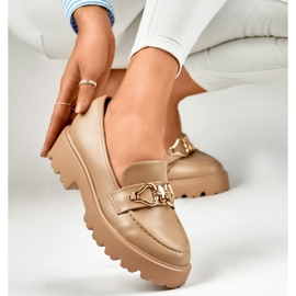 Mocasines mujer ecopiel beige oscuro 6