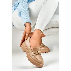 Mocasines mujer ecopiel beige oscuro 3
