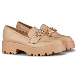 Mocasines mujer ecopiel beige oscuro 5