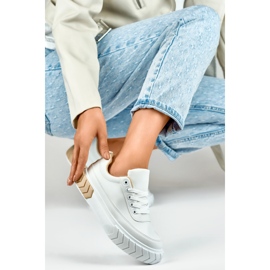 Deportivas blancas de ecopiel para mujer beige 5