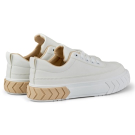 Deportivas blancas de ecopiel para mujer beige 2