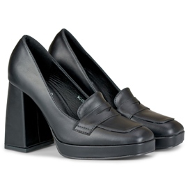 Mocasines de moda en un poste alto y ancho. negro 5