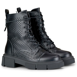 Botines mujer calados negros con cordones 7