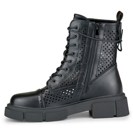 Botines mujer calados negros con cordones 8