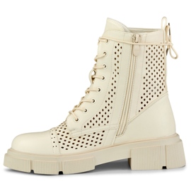Botas mujer cordones beige calados 2