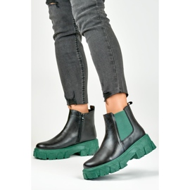 Botas de trabajo de mujer con suela verde. negro 6