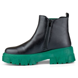 Botas de trabajo de mujer con suela verde. negro 4