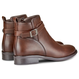 Botas de mujer elegantes marrones con suela plana. beige 2