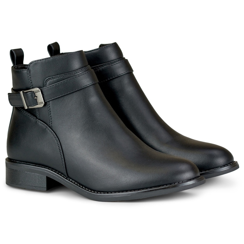 Botas de mujer elegantes negras con suela plana. negro 1