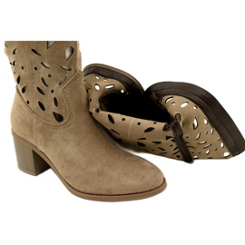 M.Daszyński Botas Mujer Ante Calado MR2337-3 Beige 5