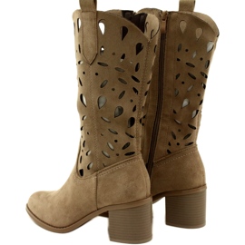 M.Daszyński Botas Mujer Ante Calado MR2337-3 Beige 4