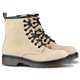 Bota worker anudada ante beige mujer 3