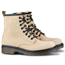Bota worker anudada ante beige mujer 6