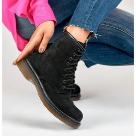Botas de trabajo atadas de ante negro para mujer 6