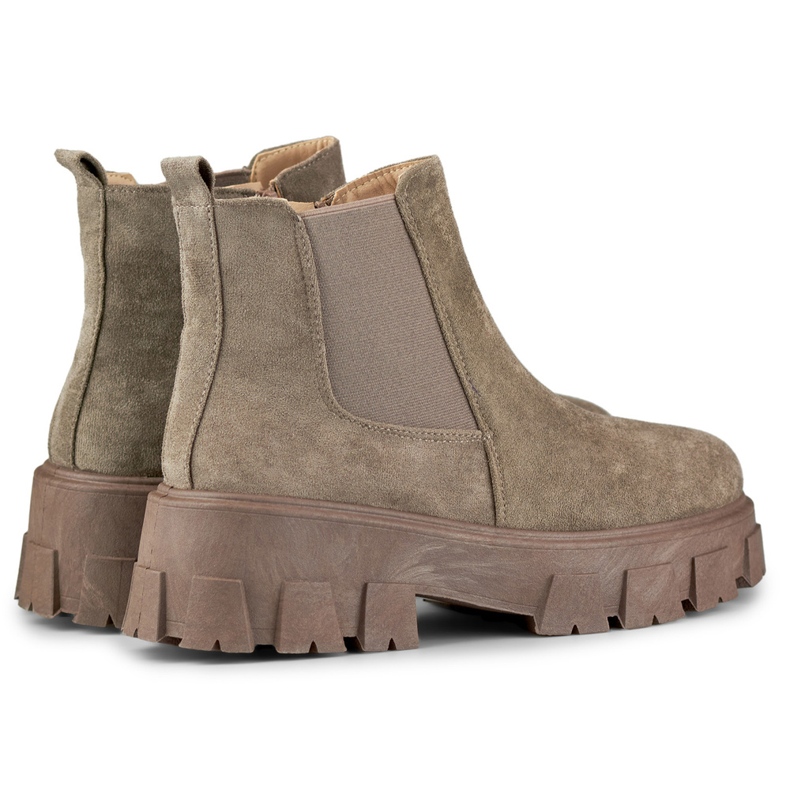 Botas marrones de mujer con suela gruesa beige 1 Botas marrones de mujer con suela gruesa beige 1