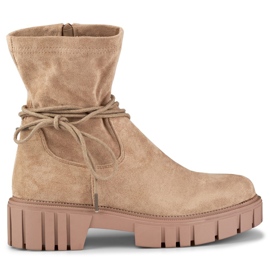 Botas de mujer beige oscuro con pala elástica 6