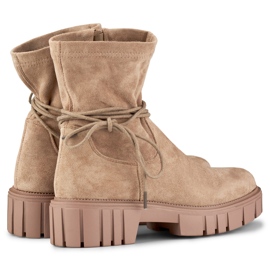 Botas de mujer beige oscuro con pala elástica 3