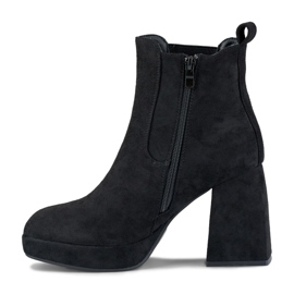 Botas negras de ante para mujer con tacón alto beige 4