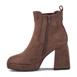 Botas marrones de ante para mujer con tacón alto marrón 2