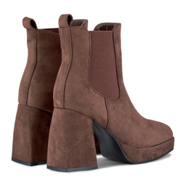 Botas marrones de ante para mujer con tacón alto marrón 3