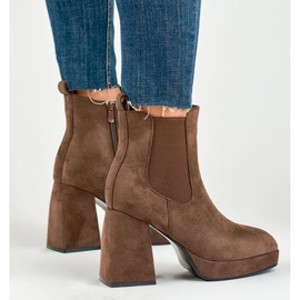 Botas marrones de ante para mujer con tacón alto marrón 6