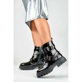 Botas de trabajo Axelle para mujer en charol negro 3